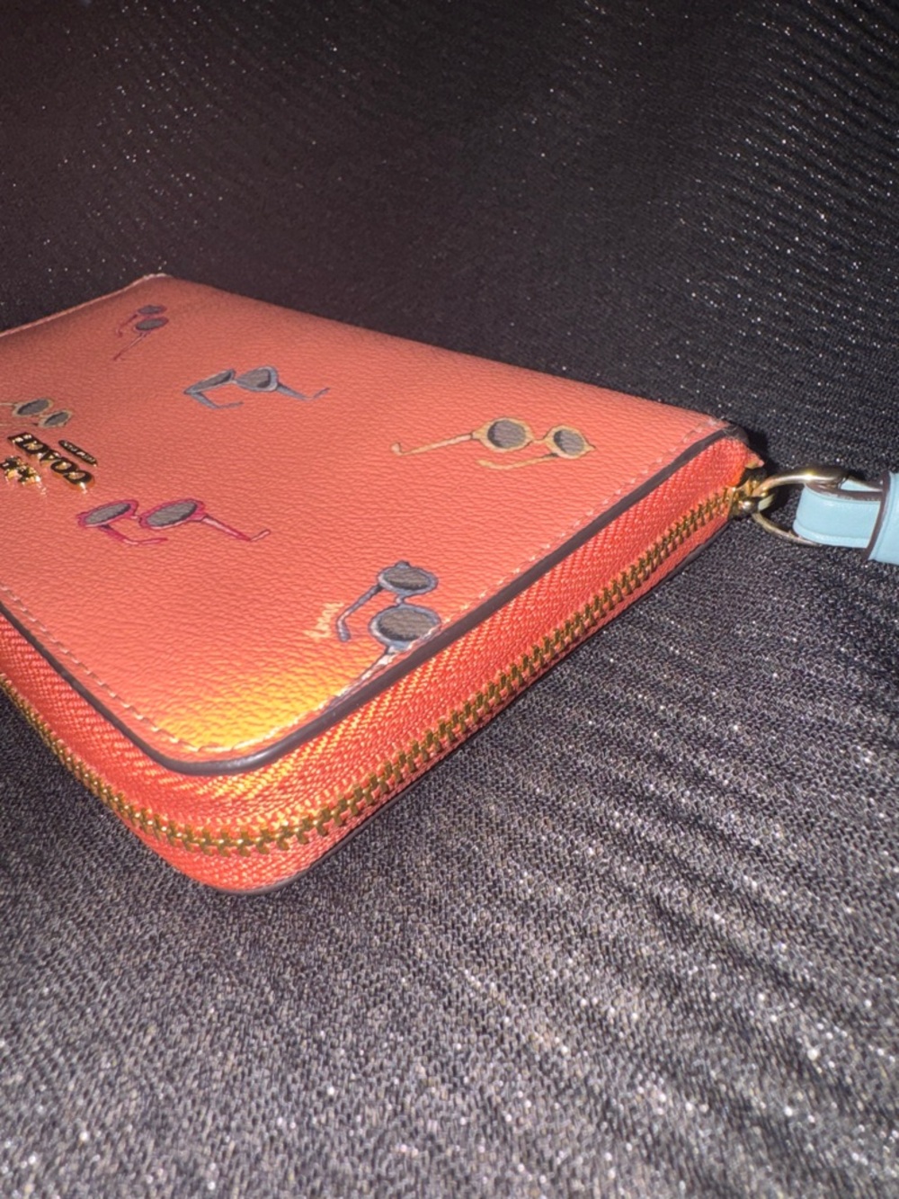 Coach Coral Sunglasses Print Wristlet Wallet with Light Blue Strap - Picture 4 of 8